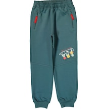 Erkek Çocuk /kız Çocuk School Yazılı Fermuar Cepli Yeşil Eşofman Altı Yeşil