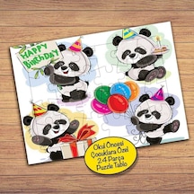 Panda Doğum Günü Partisinde 24 Parça Çocuklara Özel Yapboz Tablo-689