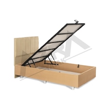 Nero Tek Kişilik Baza Haki Başlık Krem %100 Çelik+ Mdf 100 x 200 CM