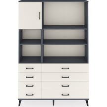 Arges Dolap 7 Raflı 8 Çekmeceli Tek Kapaklı 132x30x195 Antrasit-aytaşı/aytaşı Aytası/aytası