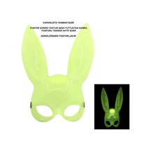 Karanlıkta Parlayan Fosforlu Tşan Maskesi Glow Bunny Masquerade Maske 32x22 Cm Çok Renkli