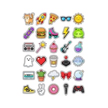 30 Adet Nostaljik Çizgi Film Sticker Seti - Laptop Telefon Defter İçin Eğlenceli Paket Çok Renkli