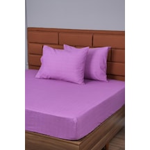 Tek Kişilik Lastikli Çarşaf+1 Yastık Kılıfı  100x200 Mor Mor 100 x 200