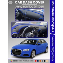 Audi A3 2013-2020 Torpido Örtüsü Ön Göğüs Koruma Torpido Koruma Araca Özel Kaymaz Kolay Montaj Mavi
