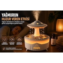 Yağmur Efektli Hava Nemlendirici Ultrasonik Buhar, Sessiz Çalışma, 7 Renk Led Işık, Zaman Ayarlı 2h/4h/8h , Otomatik Kapanma, Aromaterapi Uyumlu