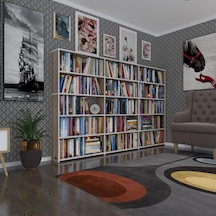 Kenzlife Kitaplık Süper Ga 150 240 19 Crd 5 Katlı 3 Bölme Çift Bölme Opsiyonlu Ofis Mutfak Banyo Dolabı Arkalıksız Çok Renkli