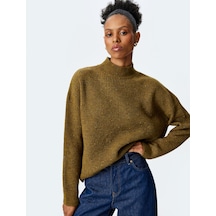 Koton Oversize Balıkçı Yaka Triko Kazak Yeşil 5wak90738ht Zeytin Yeşili