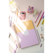 20x28 Spiralli Sert Kapak Lastikli Çizgili Not Defteri Pembe Pembe