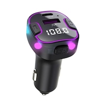 Sones C49 Tip-c + Usb Bağlantı Noktası Fm Verici Araç Bluetooth Adaptörü Ortam Işığı Mp3 Müzik Çalar Sw