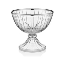 Decorium Cam Kase Ayaklı 13,5 Cm Accademia Platin M06449-ab