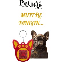 Petjoo 1.mutt Üst Renk Kırmızı Alt Renk Sarı Qr'lı Köpek Künyesi