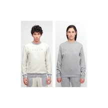 Beord Ham-gri %100 Pamuk Bisiklet Yaka Sweatshirt Bss1-142