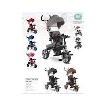 Babyhope Star Üç Teker Bisiklet Bh-9500 Gri Ebeveyn Kontrollü Şişme Eva Tekerlekli Tricycle Kahverengi