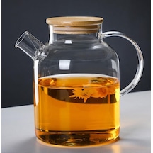 Leylart 1500 Ml Borosilikat Cam Demlik & Sürahi Bambu Kapaklı