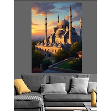Ahşap Tablo Gün Batımında Görkemli Camii Manzarası İnsan Figürlü Tablolar