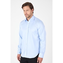İmza Koyu Mavi Uzun Kol İtalyan Yaka Cepsiz Non Iron Slim Fit %100 Pamuk Gömlek 1004250269 Koyu Mavi
