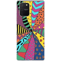Samsung Galaxy A91 İle Uyumlu 1mm Slim Fit Retro Colors 4 Baskılı Şeffaf Kılıf Şeffaf