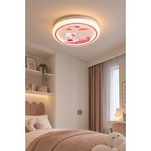 Kumandalı 3 Renk Hello Kitty Desen Ledli Plafonyer Tavan Avizesi 50 Cm 48w Kız Çocuk Odası Modelleri Beyaz