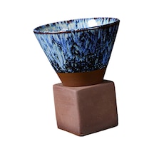 Suntek Latte Pull Çiçek Porselen Fincan Cafe Restaurant Mavi