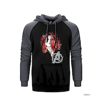 Black Widow Gri Renk Reglan Kol Sweatshirt / Hoodie