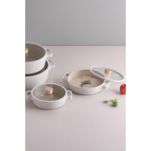 Neoflam Fika Cam Kapaklı Alüminyum 2'li Sahan Set 20 - 22cm Bej