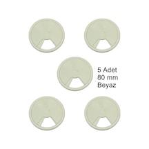 Masa Üstü Kablo Kanalı Deliği Kapağı Beyaz Masa Kapağı 8 Cm 5 Adet