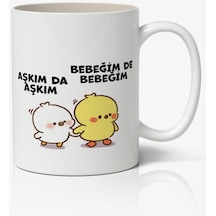 Aşkım Da Aşkım, Bebeğim De Bebeğim Sevimli Civcivler Tasarımlı Kupa Bardak Baskılı Kahve Kupa Bardak