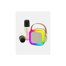 Taşınabilir Karaoke Hoparlör Bluetooth 5.0 Çift Mikrofonlu Led Işıklı Çok Renkli