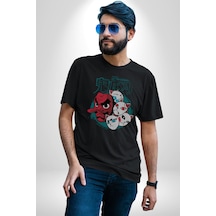 Japon Anime Tengu Maske Unisex Unisex Siyah Organik Baskılı T-shirt Penye Yüksek Kalite Siyah