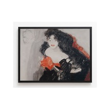 Klimt Flamenko Kostümlü Dansçı Çerçevesiz Poster 30x42 Cm A3 Tablo Art Nouveau Duvar Dekoru