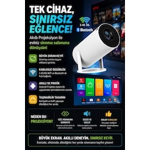 Taşınabilir Sinema Projektörü Bluetooth Android 11 Akıllı Projeksiyon Wifi Beyaz