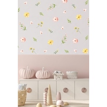 MSticker Soft Renklerde Çiçekler Ve Yapraklar Duvar Cam Sticker Seti