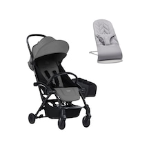 Babybjörn Bliss Ana Kucağı Petal Woven Grey & Bumprider Connect³ Bebek Arabası Black-grey & Yan Düzenleyici Çanta