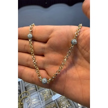 3 Lü Nazar Boncuklu 50 Cm Kolye Altın