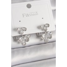 Pirinç Gümüş Renk Zirkon Taşlı Damla Model Kadın Küpe - Ebj241228w30241 Diğer