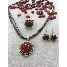 Akik Taşlı Gümüş Set 925 Ayar (512654202)