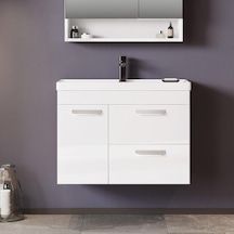 Orka Nova 80 Cm Mdf Beyaz Banyo Dolabı Alt Modül Ve Lavabo Beyaz
