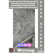 Sticker Kendinden Yapışkanlı Su Geçirmez Banyo Mutfak 30x30 Antrasit Mermer Desenli Duvar Stickerı