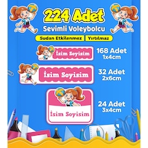 Voleybol Temalı Okul Kreş Kişiye Özel İsim Etiket Seti - Model 543 Çok Renkli