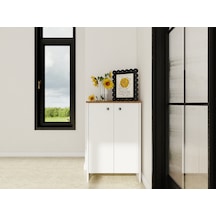 Assos 2 Kapaklı Ayakkabılık / Dolap Amalfi-beyaz Kahverengi