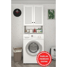 Kenzlife Membran Çamaşır Makinesi Dolabı Sinem Byzbyz Panjur 180 066 30 Mebran Kapak Mdf Gövde Kiler Kapaklı Arkalıklı Beyaz