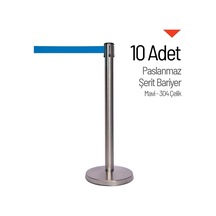 İleri Trafik  10'lu Paslanmaz Şerit Bariyer - 304 Çelik-3333 - Mavi Şerit