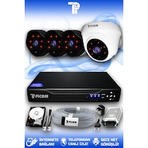 Picam 4 Kameralı Uzay 1 İç Kamera Set 500 GB HDD Full HD Gece Görüşlü Güvenlik Kamerası Sistemi