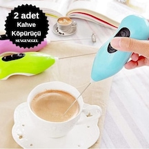 Sengenegel 2 Adet Mini Mikser Kahve Süt Köpürtücü Karıştırıcı Cappucino Mixer Pilli Çırpıcı Mavi