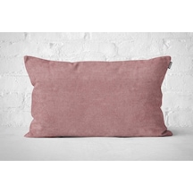 Tekli Kadife Dokulu Kırlent Kılıfı Pembe-2524 001