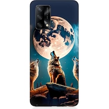Oppo A74 Uyumlu Silikon Kılıf 3 Kurt Ve Dolunay
