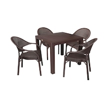 Depootoptan Mandella Elit Rattan 90 x 90 CM Eylül Koltuk Masa Takımı Kahverengi