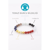 Terazi Burcu Taşlarından Oluşan Doğal Taş Bileklik 8 mm Küre Kesi Çok Renkli