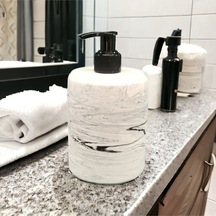 Mermer Desen El Yapımı Beton Sıvı Sabunluk, Gri