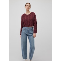 Mavi - Bisiklet Yaka Bordo Kazak 1710477-70415 Bordo
